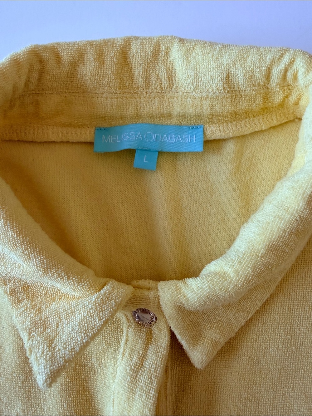 Melissa Odabash Cheryl terry cover up romper, yellow, snaps closure, size L - Picture 4 of 11